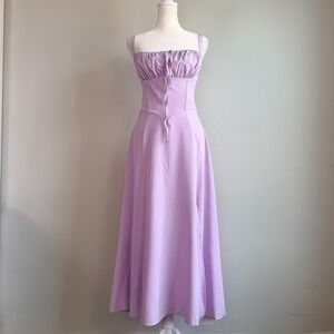 Milkmaid Corset Midi Dress Medium Cottagecore Side Slit Coquette Romantic Basque